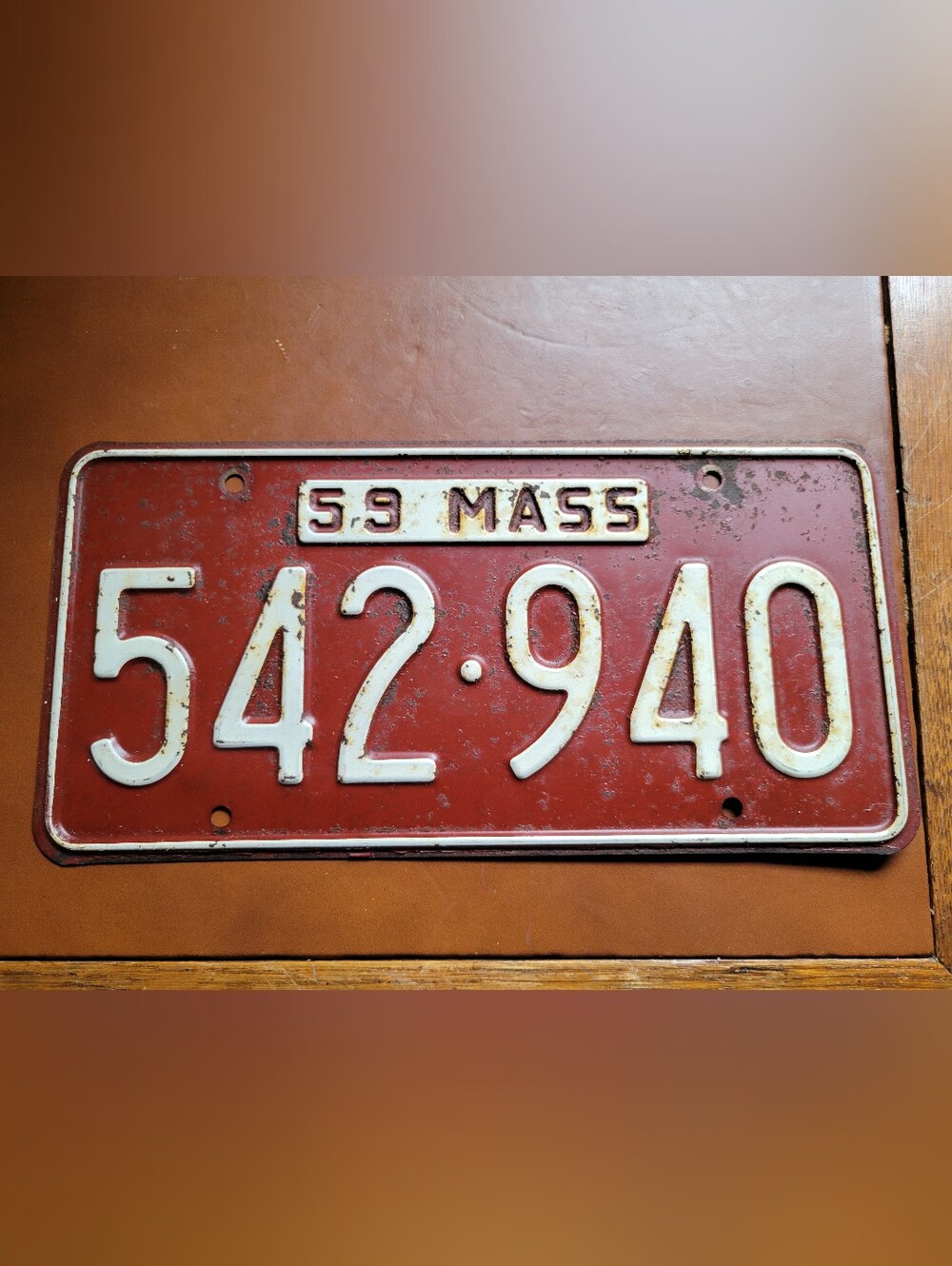Vintage 1959 Massachusetts License Plate Tag 59 MASS MA 542-940 Auto Man Cave